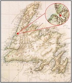 Neddies Harbour in relation to Newfoundland